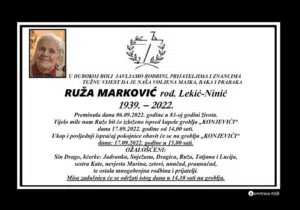 Preminila Ruža Marković