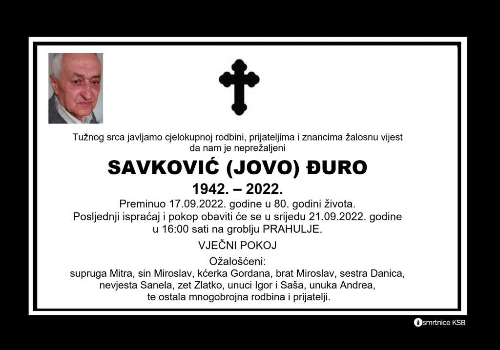 preminuo đuro savković