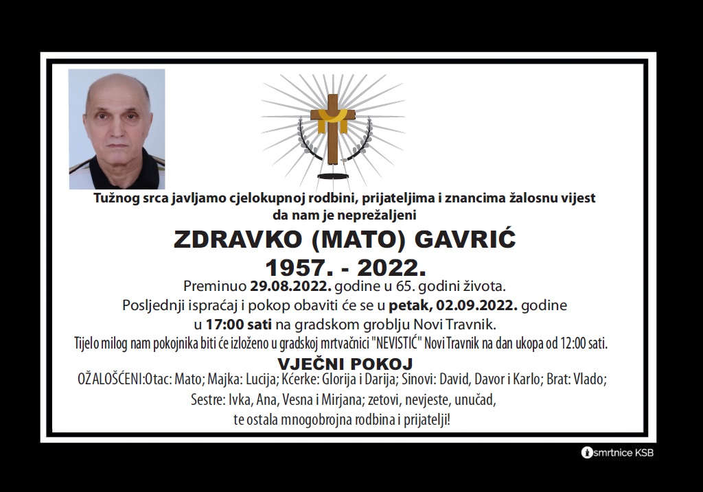 Preminuo Zdravko Gavrić