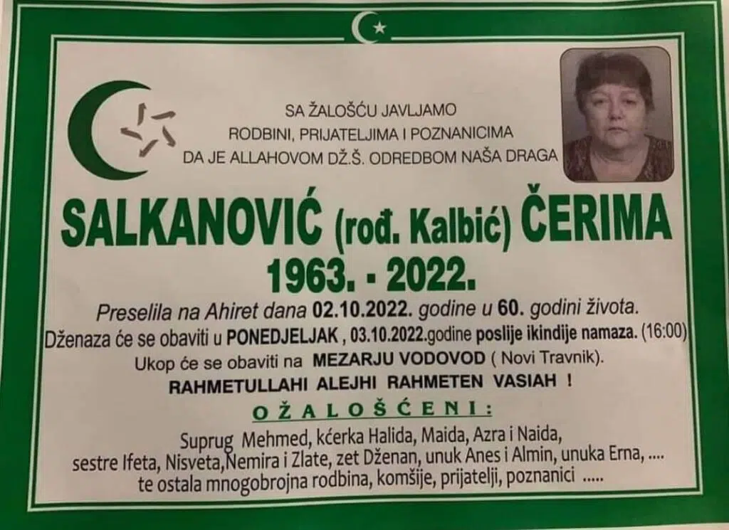 Preminula Čerima Salkanović