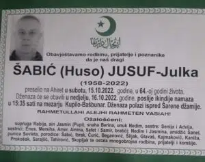 Preminuo Jusuf - Julka Šabić