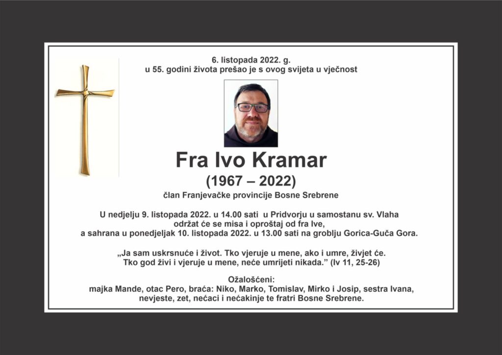 Preminuo Fra Ivo Kramar