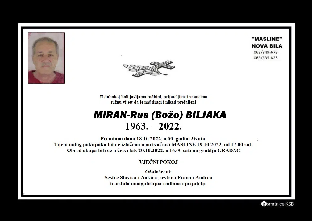 Preminuo Miran – Rus Biljaka
