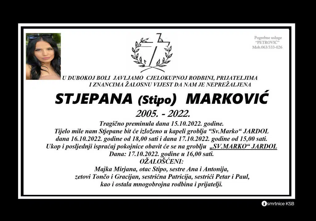 Preminula Stjepana Marković