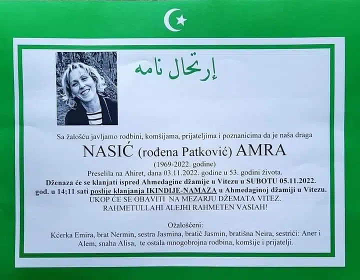 Preminula Amra Nasić