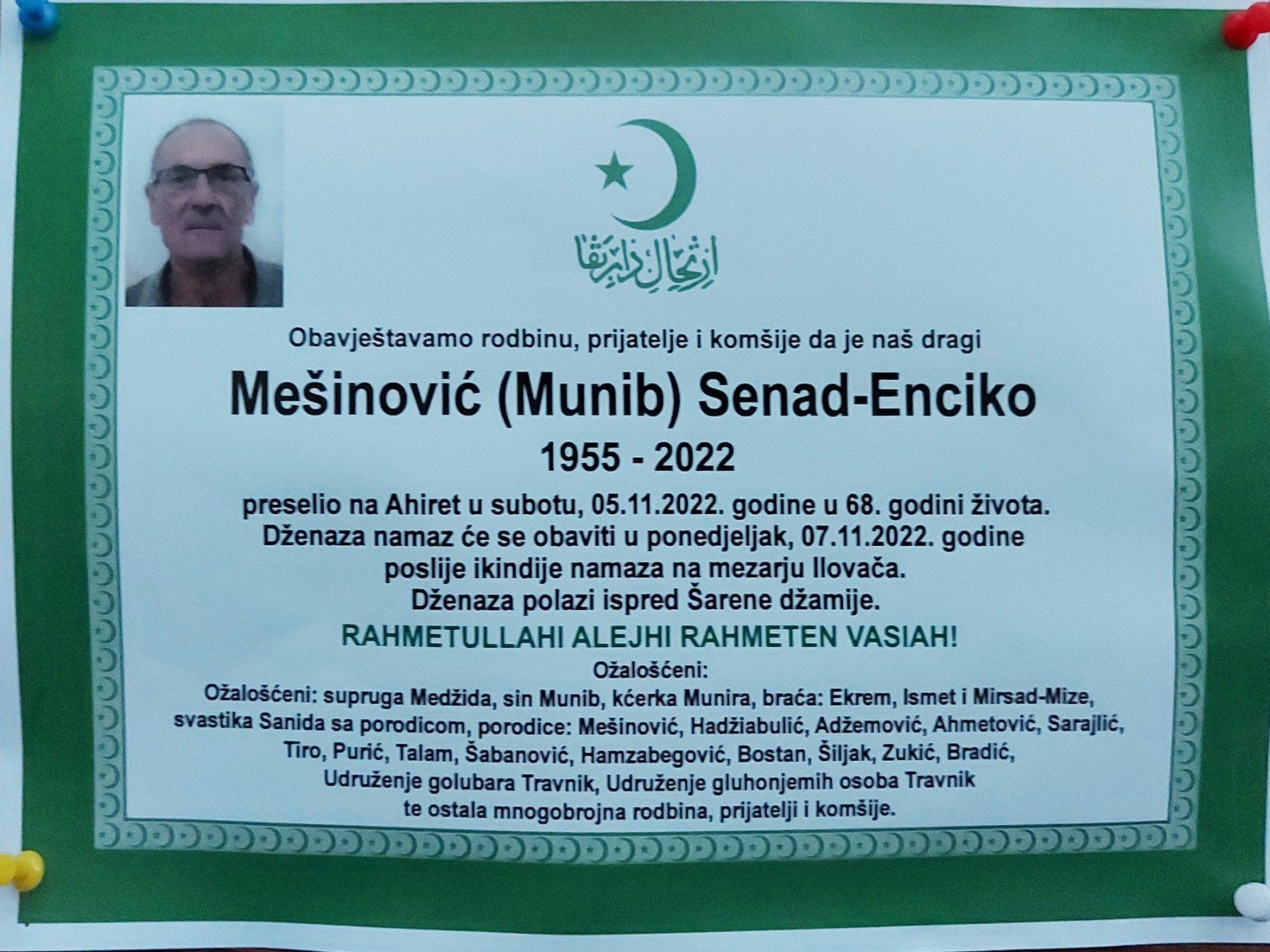Preminuo Senad-Enciko Mešinović