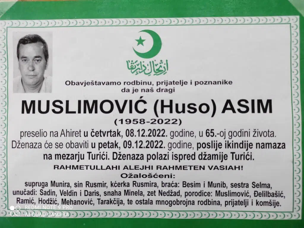 Preminuo Asim Muslimović