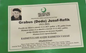 Preminuo Jusuf-Refik Grabus