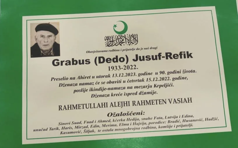 Preminuo Jusuf-Refik Grabus