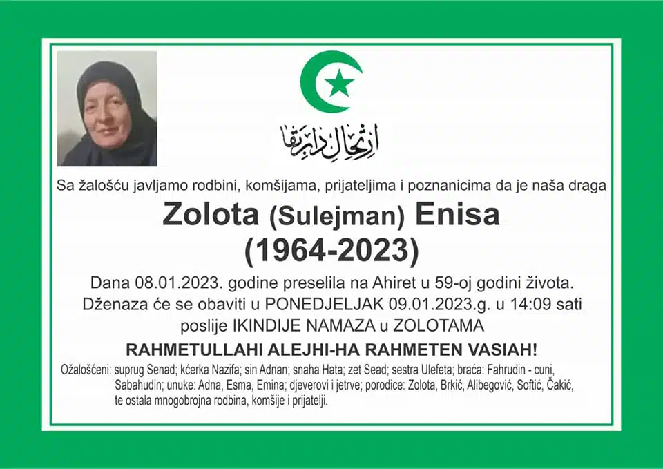 Preminula Enisa Zolota