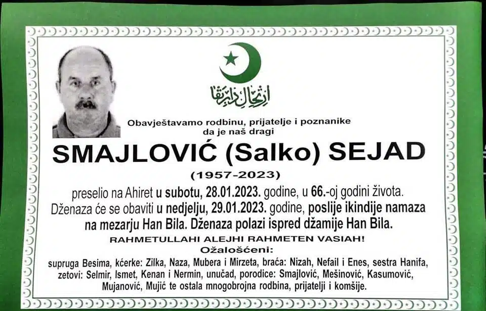 Preminuo Sejad Smajlović