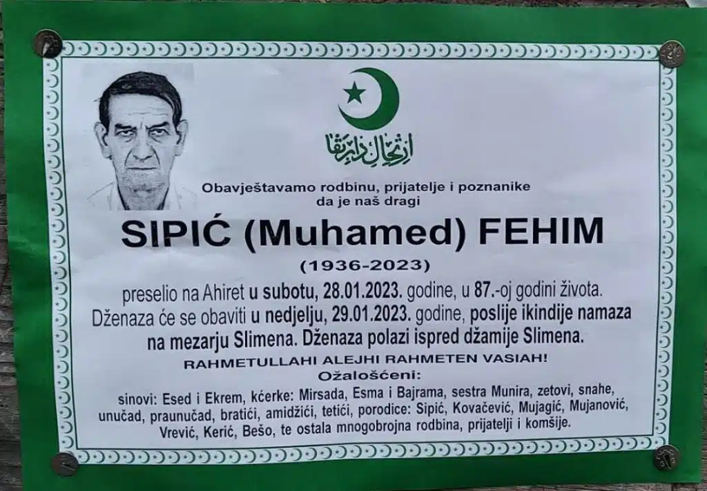 Preminuo Fehim Sipić