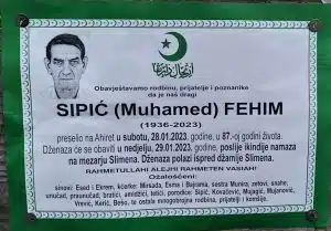 Preminuo Fehim Sipić