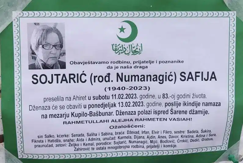 Preminula Safija Sojtarić