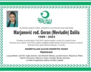 Preminula Dalila Marjanović rođ. Goran