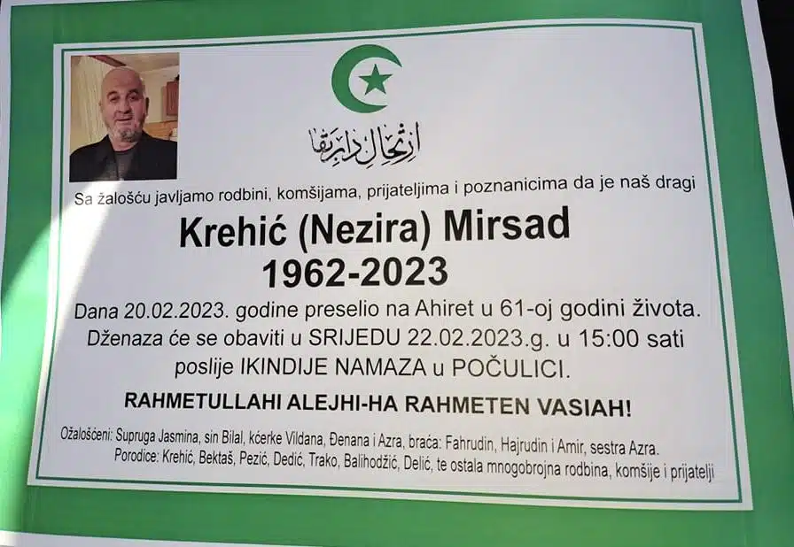 Preminuo Mirsad Krehić