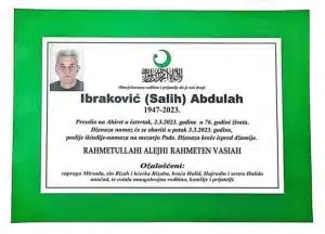 Preminuo Abdulah Ibraković