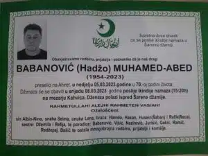 Preminuo Babanović Muhamed - Abed
