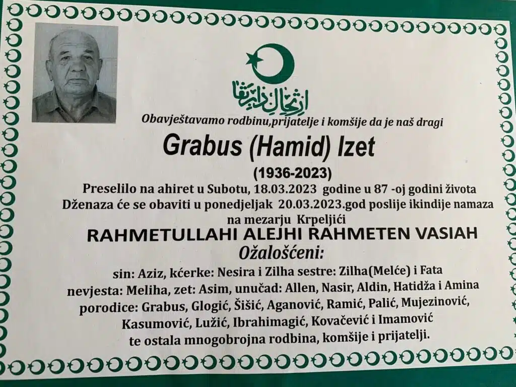Preminuo Izet Grabus