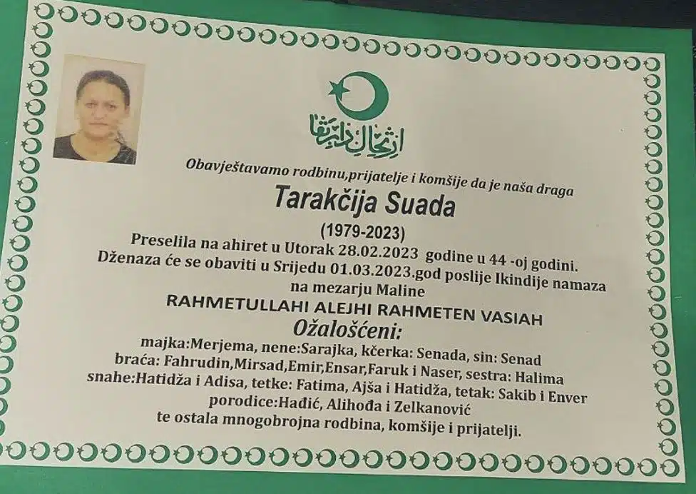Preminula Suada Tarakčija