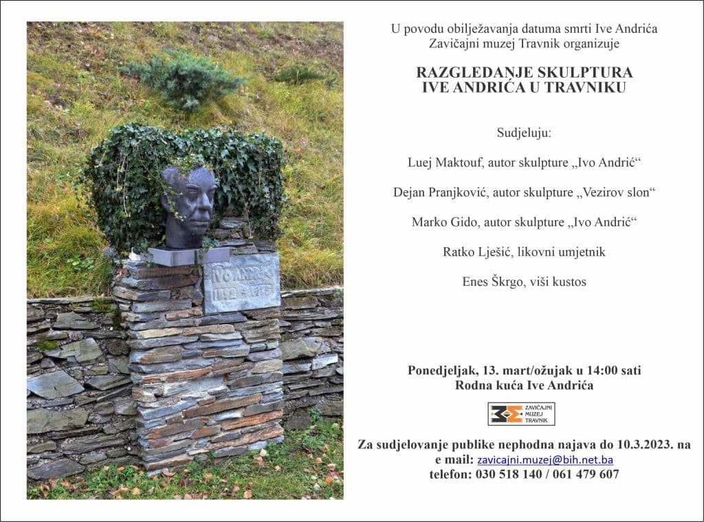 zavičajni muzej travnik organizuje razgledanje skulptura ive andrića u travniku