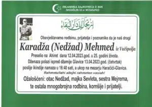 Preminuo Mehmed Karadža