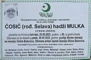 Preminula hadži Mulka Ćosić
