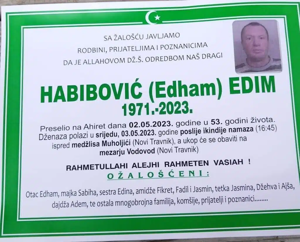 Preminuo Edim Habibović