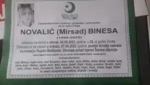 Sutra dženaza nastradaloj Binesi Novalić