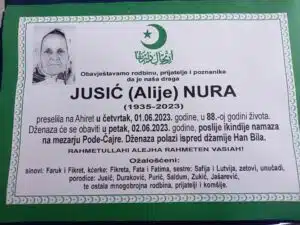 Preminula Nura Jusić