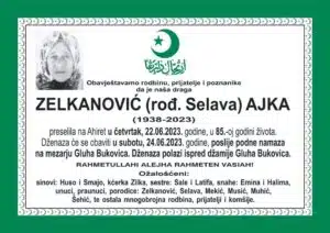 Preminula Ajka Zelkanović