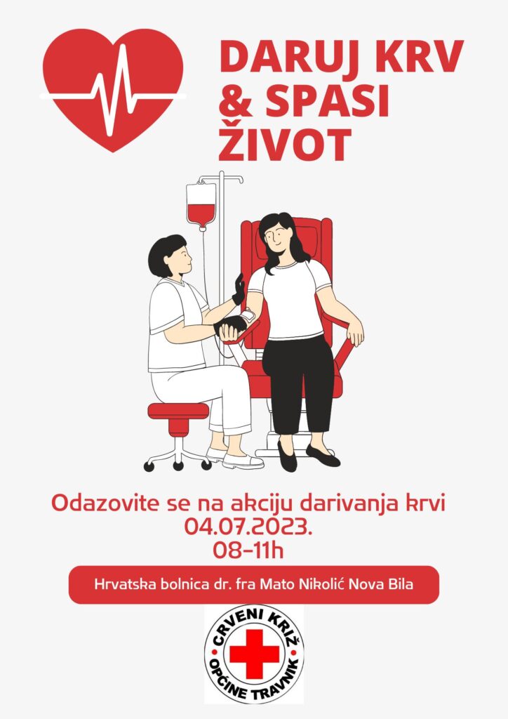 crveni križ općine travnik najavio akciju dobrovoljnog darivanja krvi