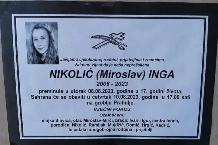 MSEUŠ Travnik / “Sjećaćemo se Inge kao jedne vesele, razdragane, i posebne učenice”