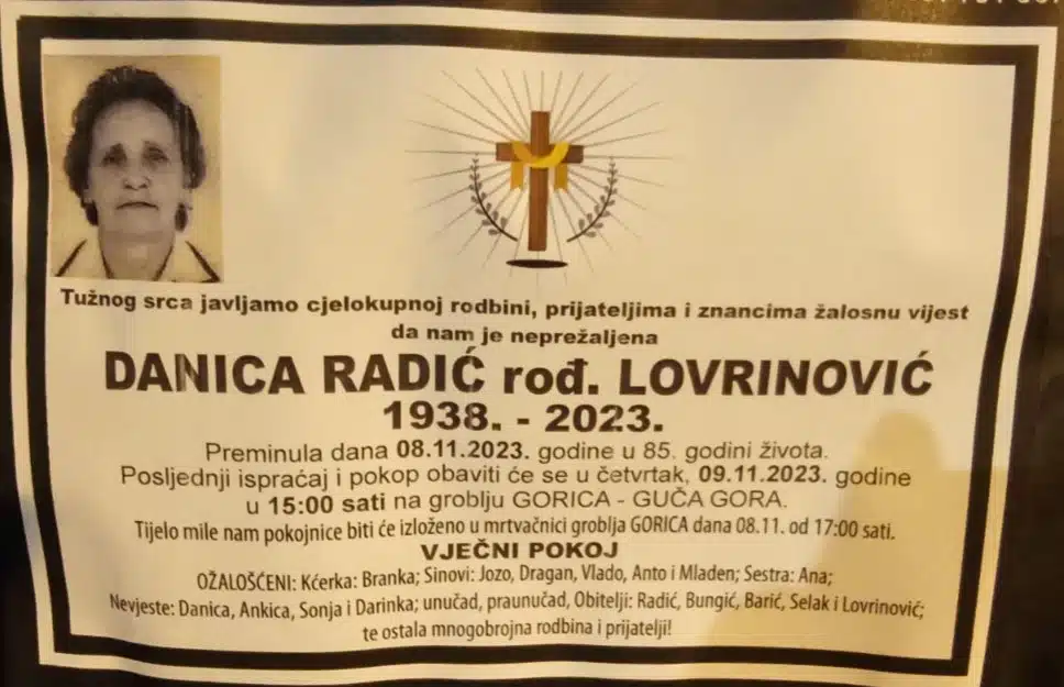 Preminula je Radić Danica