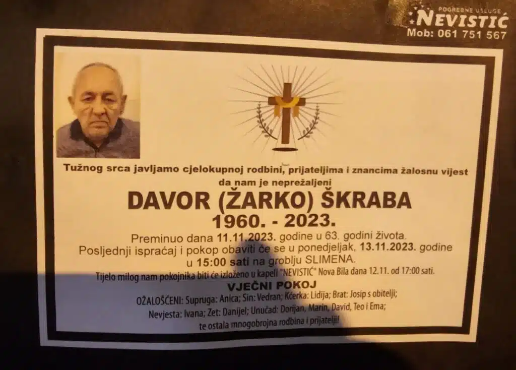 Preminuo je Škraba Davor