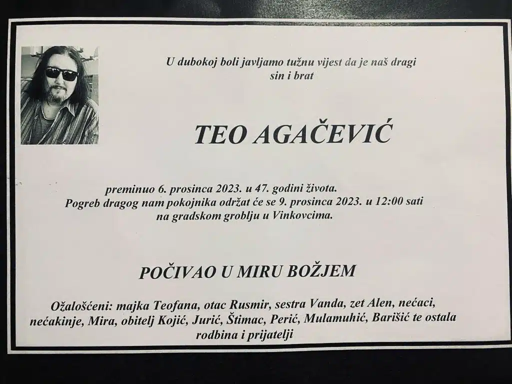 Preminuo je Teo Agačević