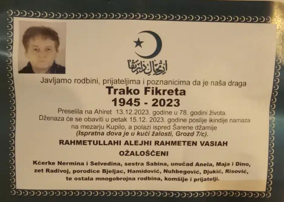 Preminula je Trako Fikreta