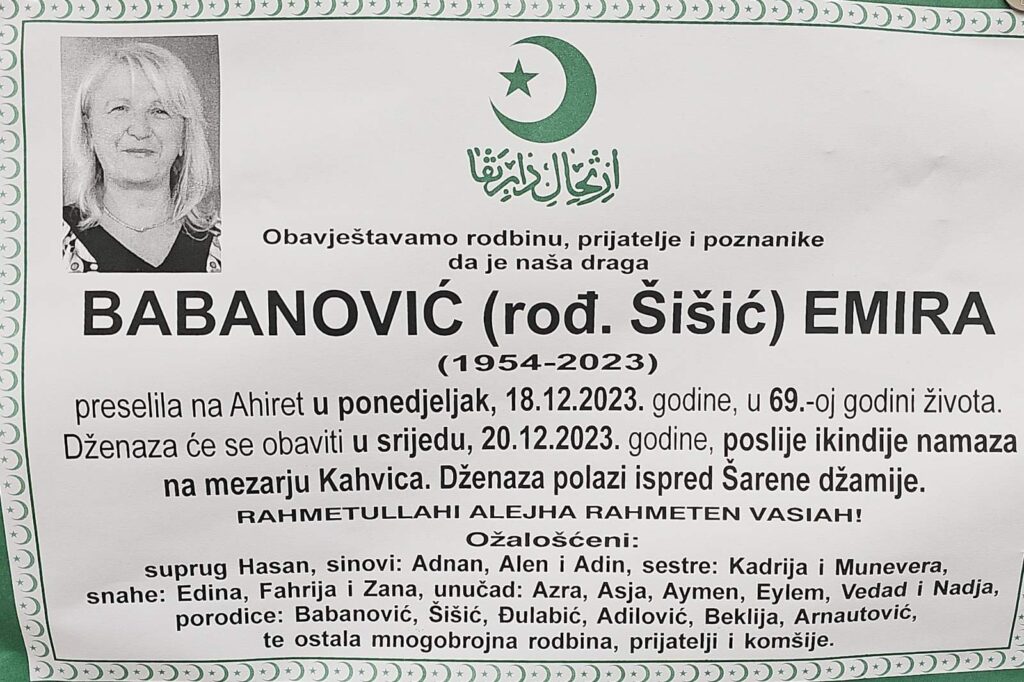 preminula je babanović emira