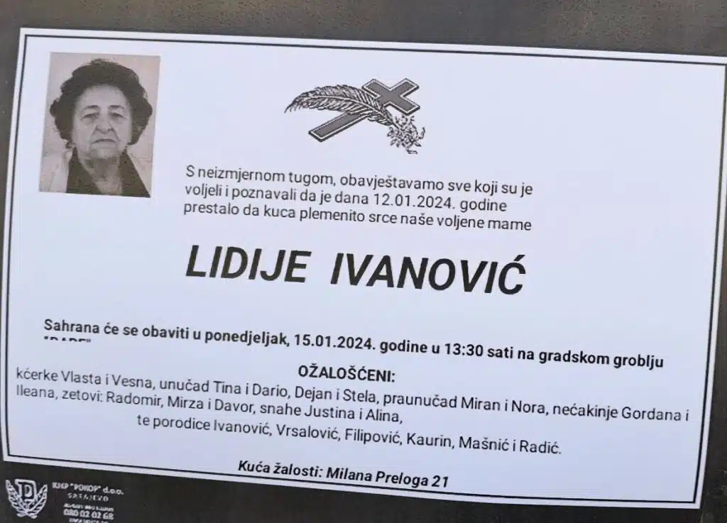 Preminula je Lidija Ivanović