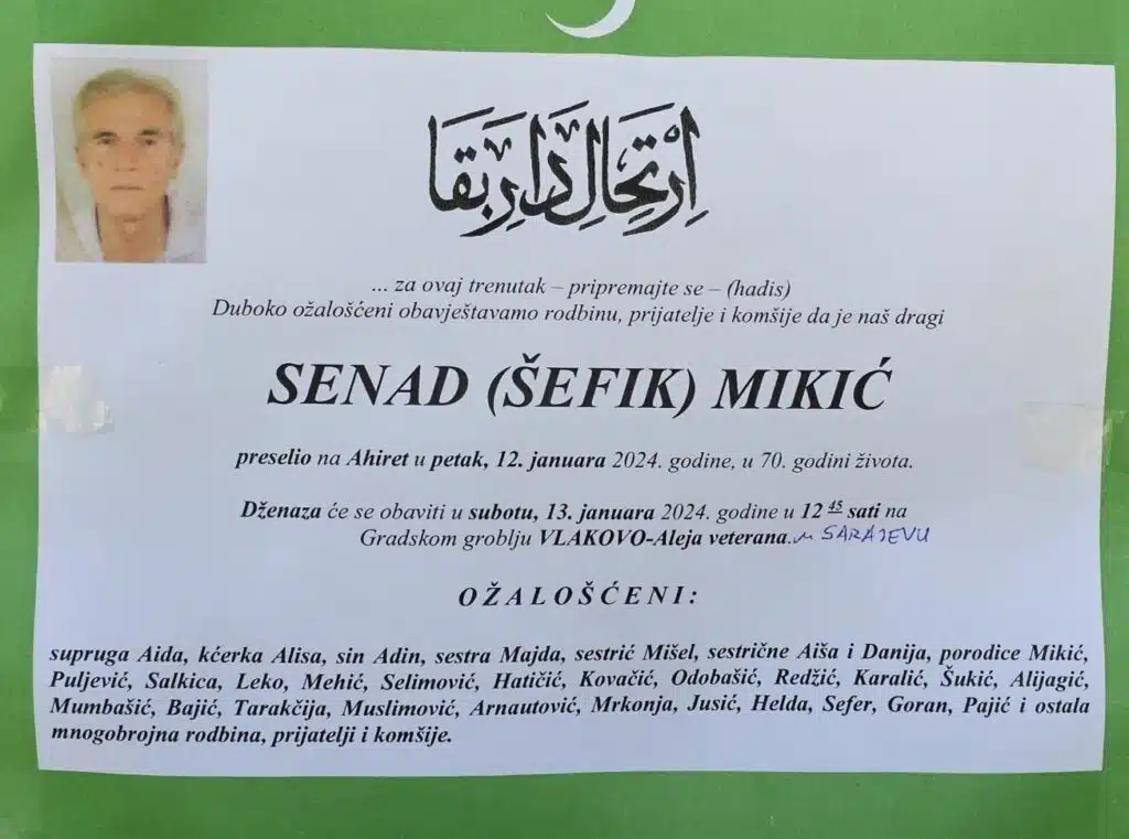 Preminuo je Senad Mikić