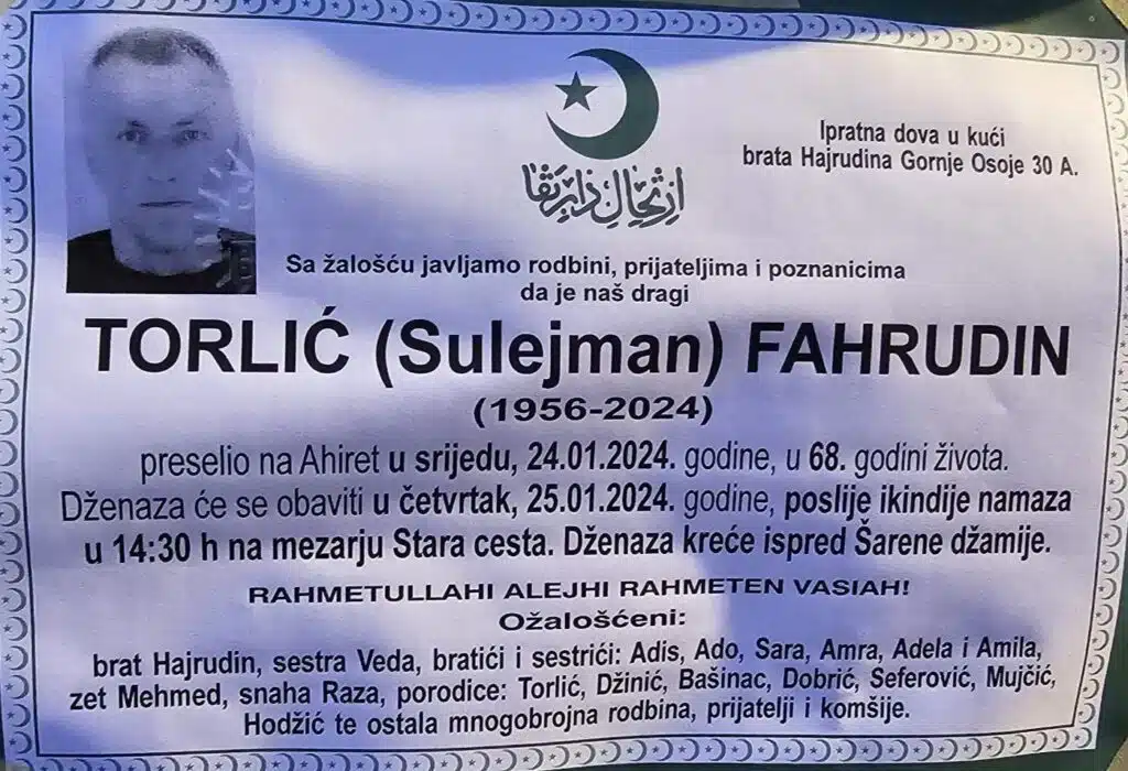 Preminuo je Torlić Fahrudin