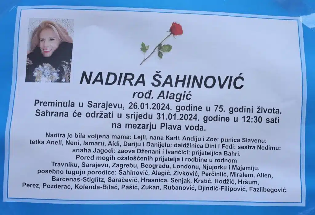 Preminula je Nadira Šahinović