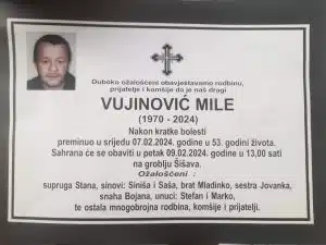 Preminuo Mile Vujinović