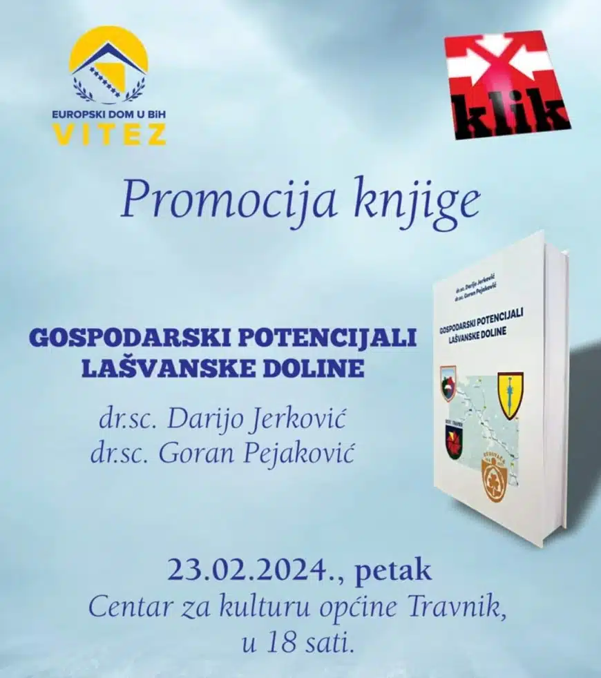 Večeras u Travniku predstavljanje knjige „Gospodarski potencijali Lašvanske doline“