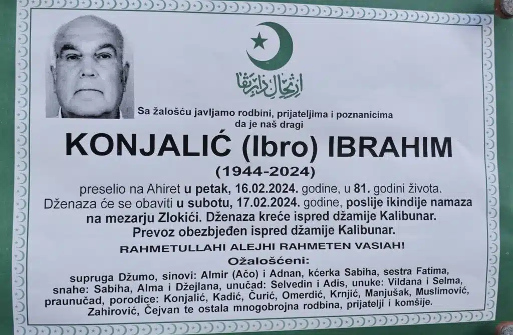 Preminuo je Konjalić Ibrahim