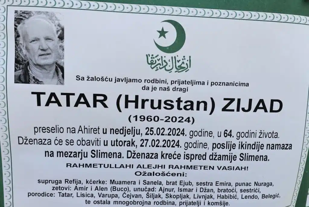 Preminuo je Tatar Zijad