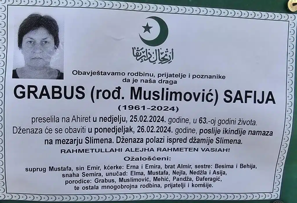 Preminula je Grabus Safija