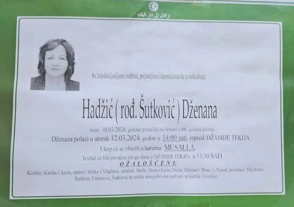 Preminula je Hadžić Dženana