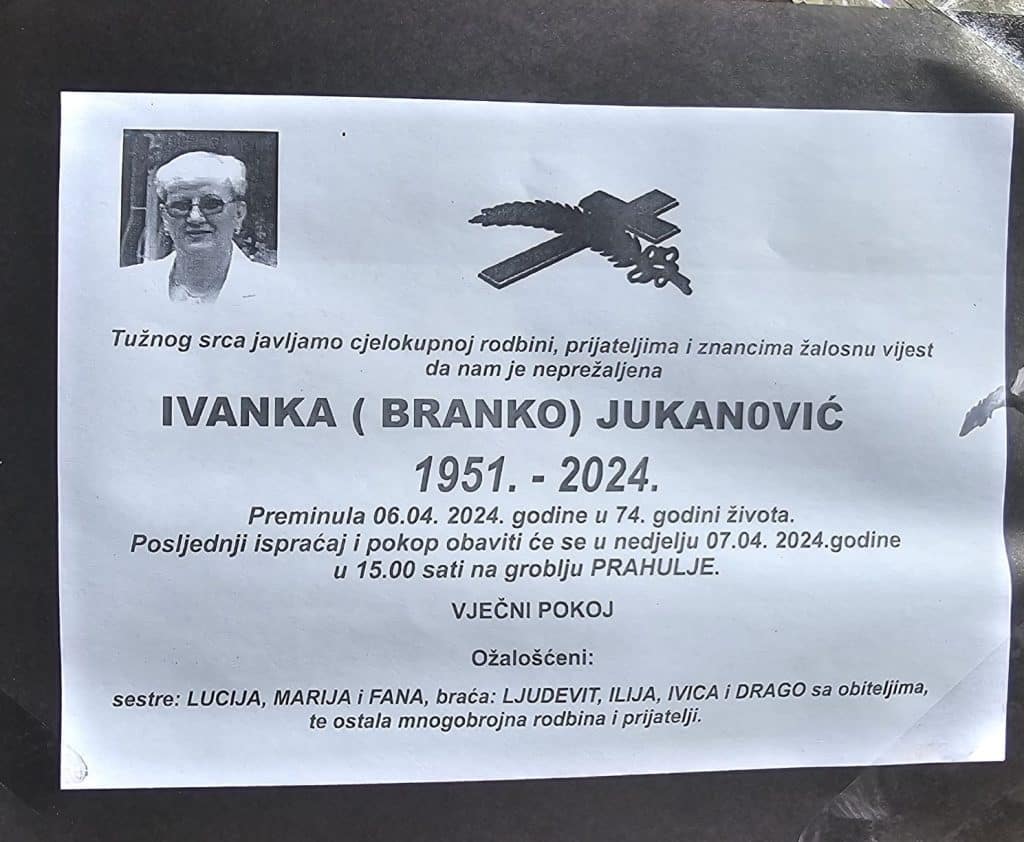 Preminula je Ivanka Jukanović