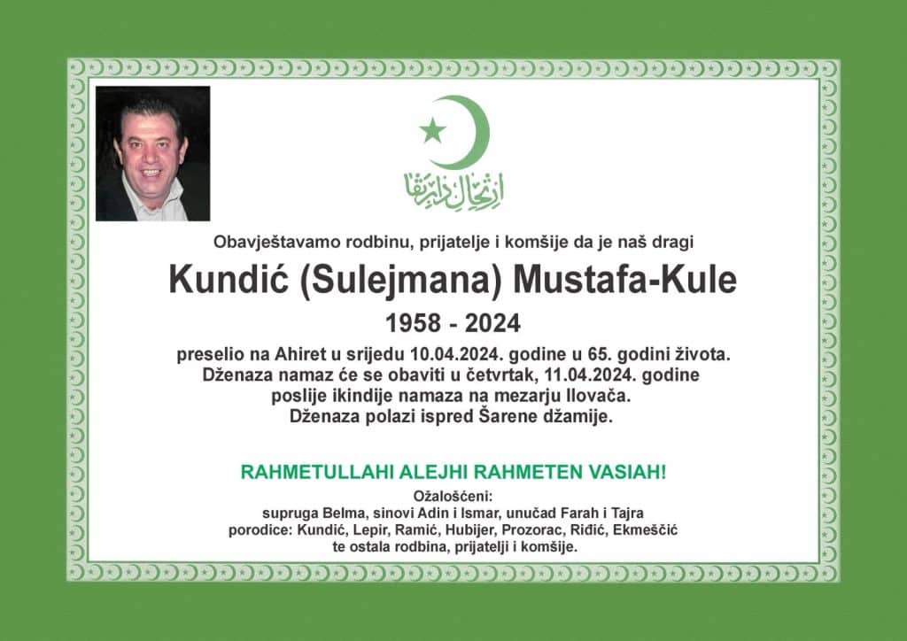 Preminuo je Mustafa Kundić Kule